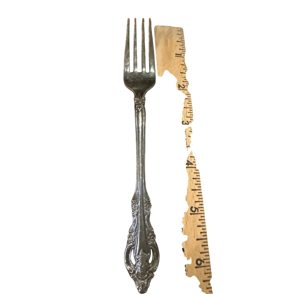 Community Silverplate 4 Tined Fork Vintage Ornate Floral‎ Design MCM Patina